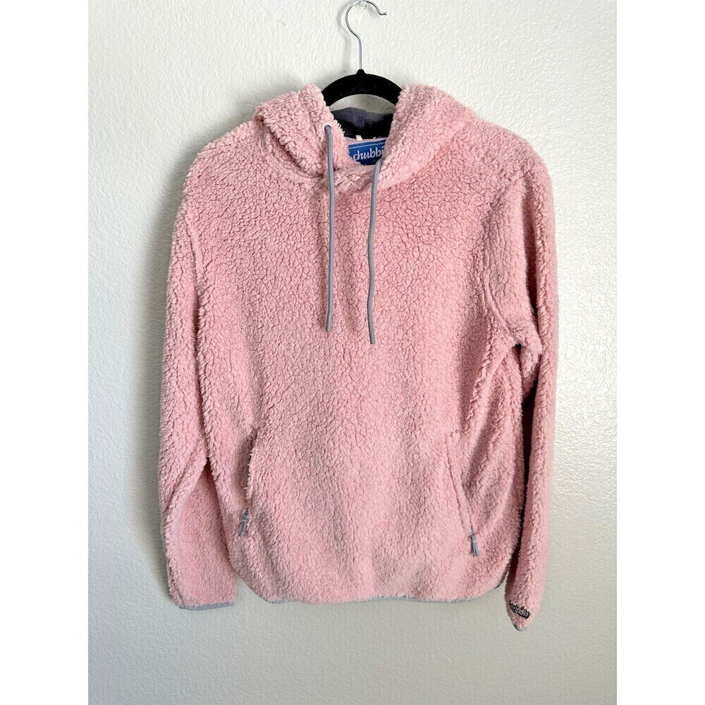 Chubbies Fluffy Fleece Pullover Hooded Sweater Women’s Small Pink Long Sleeve